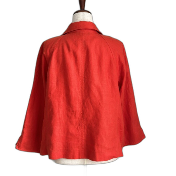 Talbots Women’s Irish Linen Open Front Jacket Orange Size XLP - Picture 2 of 9